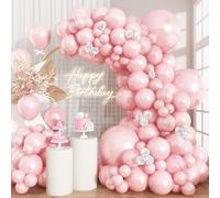 Arco de globos rosa perla de doble relleno para bebé, guirnalda de globos gruesos de diferentes tamaños, 18/12/10/5 pulgadas, 61 globos para boda, día de San Valentín, decoración de cumpleaños