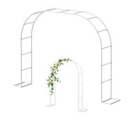 Arco de jardín blanco para rosas trepadoras y vides de 80 x 200 cm, arco de boda para interiores y exteriores, decoración de eventos, aniversario, par Det con 2 bases