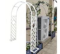 Arco de jardín chapado en zinc, pérgola de metal resistente para plantas trepadoras y rosas, enrejado de decoración de boda, 140 x 230 cm, arco de flores blancas