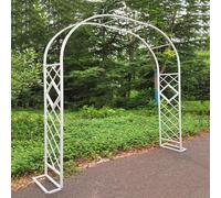 Arco de jardín de acero para plantas trepadoras, enrejado de pérgola resistente a la intemperie, marco blanco grande para vides y flores, soporte duradero al aire libre para jardinería vertical