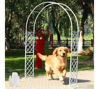 Arco De Jardín De Hierro Resistente, 6.6x8.2ft Trellis Antirroto Con Estructura En Rejilla,Fácil Montaje Para Plantas Trepadoras Rosas,4 Colores Arco De Boda Flores(White,4.6ftx7.5ftx1.32ft)