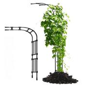 Arco de Jardín de Medio Lado Cenador de Metal para Plantas Trepadoras Arco de Jardín de Pared Lateral Enrejado Pérgolas de Jardín para Flores, Enredaderas, Vegetales y Frutas(Black,400x267x60cm)