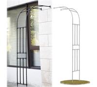 Arco de jardín de medio lado de 240 cm, arco de jardín de metal resistente para boda, arcos de soporte para plantas trepadoras de rosas, resistente a la intemperie, negro, 150 x 240 cm