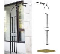 Arco de jardín de medio lado de 240 cm, arco de jardín de metal resistente para boda, arcos de soporte para plantas trepadoras de rosas, resistente a la intemperie, negro, 150 x 240 cm