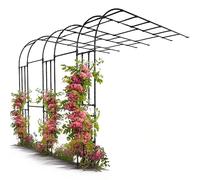 Arco de jardín de medio lado para montar en la pared, arco de metal para trepar vides y verduras, decoración de patio al aire libre, blanco y negro, 267 cm de altura, acabado crema, perfecto para