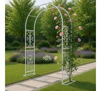 Arco de jardín de metal blanco, 340 x 40 x 230 cm, enrejado de rosas resistente al óxido para plantas, patio, camino y decoración de bodas, fácil montaje, no necesita herramientas, estructura exterior