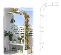 Arco de jardín de metal blanco, enrejado semicircular para plantas trepadoras, soporte de pera, rejilla para jardín, patio y flores (200 x 240 x 50 cm)