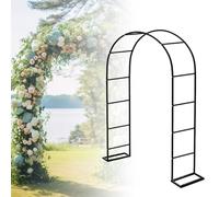 Arco de jardín de metal blanco y negro, enrejado de rosas, soporte para plantas trepadoras de boda al aire libre, 80 cm a 350 cm de ancho (largo x ancho x alto 220 cm) y lazo de jardín Slish.