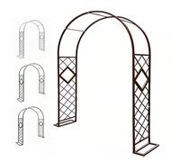 Arco de jardín de metal de 140 x 230 cm, enrejado marrón para plantas trepadoras de boda y par Det al aire libre, diseño de acento de paisaje resistente