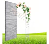 Arco de jardín de metal de 2,4 m de alto para plantas trepadoras, medio enrejado blanco con revestimiento de polietileno, perfecto para rosas y decoración al aire libre, 280 x 240 cm, arco de media