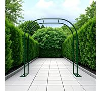 Arco de jardín de metal galvanizado pesado de 220/230 cm, eje verde oscuro para plantas trepadoras, telón de fondo de boda, patio trasero, par Det (240 x 220 cm)