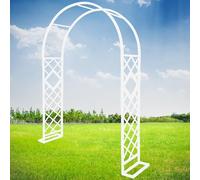 Arco de jardín de metal para plantas trepadoras, enrejado de rosas de acero para patio al aire libre, patio trasero y decoración de boda, color crema, 300 x 230 cm