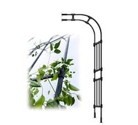 Arco de jardín de metal para plantas trepadoras, pared resistente a la intemperie, medio arco de 240 cm, soporte decorativo para plantas, negro, 60 x 240 x 45 cm, decoración de jardinería al aire