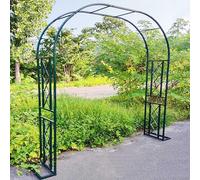 Arco de jardín de metal para rosas de 180 cm a 340 cm, enrejado ajustable, soporte de boda, para flores de interior y exterior, color verde, ideal para decoración de jardín y escalada de plantas