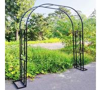 Arco de jardín de metal para rosas trepadoras, 260 x 230 x 40 cm, soporte de cenador negro para flores de interior y exterior, decoración de boda y estructura de jardín Elt