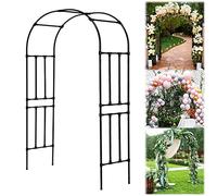 Arco de jardín de metal resistente a la intemperie de 240 cm, soporte de escalada sin óxido para rosas, vides y plantas, decoración perfecta para patio, entrada, paisajismo y diseño de jardín