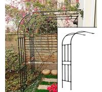Arco de jardín de metal, resistente a la intemperie, enrejado de soporte para rosas y vides, 220 x 240 cm a 270 x 240 cm, color negro