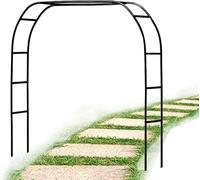 Arco de jardín de metal resistente de 2,4 m, marco de acero resistente a la intemperie, soporte para plantas trepadoras, rosas y frutas, gran cenador para exteriores e interiores, color negro, 3,5 m
