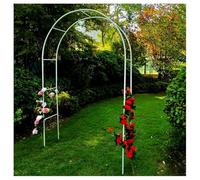 Arco de jardín de metal resistente galvanizado para plantas trepadoras, resistente, 2,2 m de ancho x 2,4 m de alto, arco de jardín al aire libre para rosas y vides
