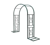 Arco de jardín de metal resistente negro de 7.5 pies de alto con patrón para plantas trepadoras y rosas, 220 cm de ancho para decoración de jardín