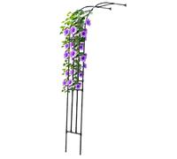 Arco de jardín de metal resistente para plantas trepadoras, cenador de enrejado de rosas negras de 240 cm, soporte de plantas al aire libre para vides, decoración elegante para paisajismo de jardín