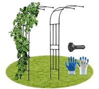 Arco de jardín de metal resistente para plantas trepadoras, pérgola de rosas, semiarco, soporte al aire libre, 1,5 m x 2,4 m, color negro