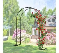 Arco de jardín metálico extra ancho de 2,2/2,3 m de alta resistencia - Pérgola de acero robusta de 0,8 m a 3,5 m para rosales trepadores, decoración de bodas y estructuras exteriores (blanco, 140 cm