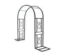Arco de jardín negro de metal para plantas trepadoras, cenador estable con patrón de 7.5 pies de alto, arco al aire libre para rosas y vides, 340 x 230 cm