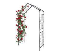 Arco de jardín para rosas y enredaderas, enrejado de hierro negro, metálico