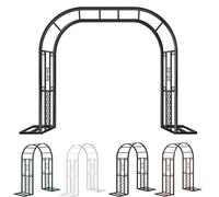 Arco de jardín resistente con base de soporte de 230 cm, enrejado de metal para plantas trepadoras, decoración al aire libre para eventos, fácil montaje en negro, verde, marrón y crema