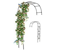 Arco de jardín resistente de medio lado montado en la pared, cenador resistente a la intemperie para plantas trepadoras, soporte para plantas con marco de rombos, elegante diseño negro, perfecto para