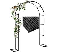 Arco de metal blanco para jardín, enrejado resistente a la corrosión, soporte de hierro decorativo fácil de montar para patio, balcón, patio, 140 x 230 cm, para jardines del Reino Unido
