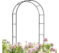 Arco de metal duradero y resistente a la intemperie, marco resistente de 2,4 m de ancho para decoración al aire libre, perfecto para bodas y entradas, decoración de jardín verde