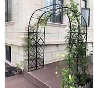 Arco de metal extra ancho para jardín, enrejado de hierro resistente, resistente a la intemperie, soporte para plantas trepadoras al aire libre, arco negro estable (180 x 230 cm)
