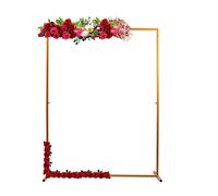 Arco de metal para bodas de 2 m, resistente antioxidante, arco rectangular para plantas de escalada, decoración de guirnalda/globo arco para césped al aire libre, dorado (con barra de corbata)