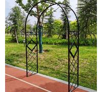 Arco de metal para jardín de 7.6 pies para plantas trepadoras, enrejado de boda ajustable, estructura negra para exteriores, 4.6 pies a 11 pies de ancho, perfecto para decoración de jardín