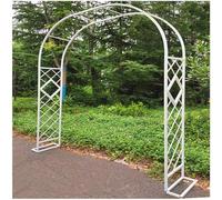 Arco de metal para plantas trepadoras, arco de soporte de rosas, ancho ajustable 140-340 cm, tubo cuadrado de 20 mm, blanco, 220 x 230 cm, perfecto para decoración