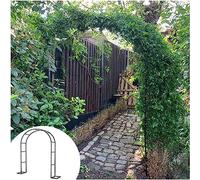 Arco de metal resistente para jardín, 2,4 m de ancho, resistente a la intemperie, arcos de rosas para bodas y entradas de jardín, soporte de decoración negro, altura 2,2 m
