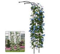 Arco de pérgola de jardín, Arco de jardín de Metal Negro, Enrejado para Rosas de 1,2 m x 0,4 m x 2,4 m, Soporte de Acero para decoración de jardín montado en la Pared, Arco Lateral para sopo