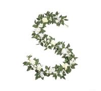 Arco de rosas artificiales para decoración de boda al aire libre con racimos florales en capas y base de vid verde fluida para una composición equilibrada (blanco-2)