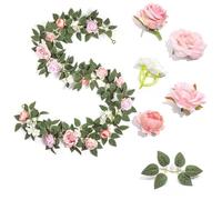 Arco de rosas artificiales para decoración de bodas al aire libre, decoración floral de 100 cm o 170 cm, con tallo verde, flores blancas o rosas, configuración mediana simple (blanco-2)