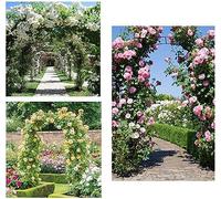 Arco de rosas de metal grande de 140/180/300/350 cm de ancho, resistente a la intemperie, para jardín, terraza, plantas trepadoras, verde, 1,4 m de ancho x 2 m de alto