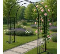 Arco de rosas de metal resistente a la intemperie para plantas trepadoras - Soporte de enrejado de jardín en la parte superior de la cúpula, decoración de boda interior y exterior, negro, 340 x 40 x