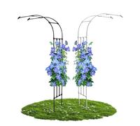 Arco de rosas de metal resistente de 2,5 m x 7,9 pies, arco de jardín recubierto de polvo para plantas trepadoras, enrejado decorativo para rosas y vides (blanco)