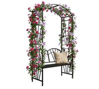 Arco de rosas, enrejado, arco de jardín, arco trepador con banco, metálico