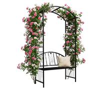 Relaxdays Arco de rosas y banco negro