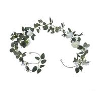 Arco de vid de flores sintéticas de 200 cm con rosas para decoración de boda, ceremonia, telón de fondo para decoración del hogar y fiesta (blanco)