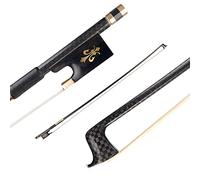 Arco de violín, 4/4, arco de violín de fibra de carbono, redondo, de ébano, rana y cola de caballo, pelo bien equilibrado