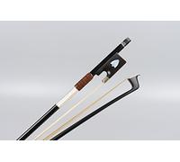 Arco de violín 4/4, fibra de carbono, rana de ébano, bonita incrustación, tamaño completo, pelo de caballo Natural bien equilibrado, piezas de violín (4/4) (escudo)