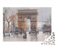 Arco del Triunfo Escena Urbana Puzzle de 1000 Piezas para Adultos Papel Juego de Puzzle 1000 Piezas Relajación Decoración Hogar 38x26cm/1000pcs